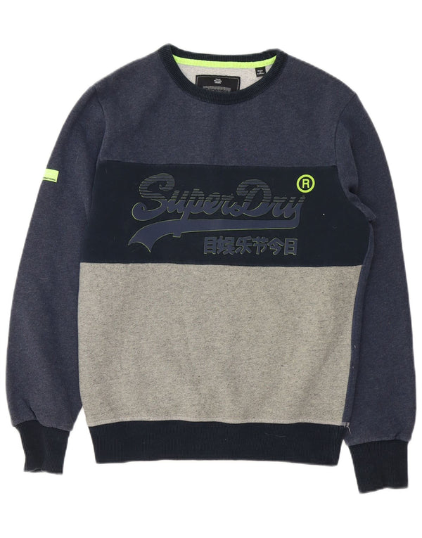 Ανδρικό γραφικό φούτερ Superdry Jumper Medium Navy Blue Colourblock Βαμβακερό