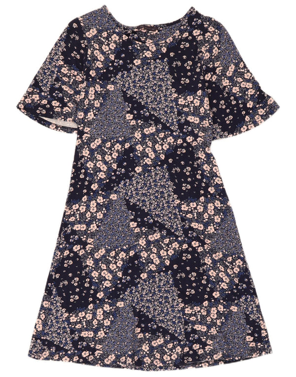 Marks & Spencer Γυναικείο φόρεμα A-Line UK 8 Small Navy Blue Floral Viscose