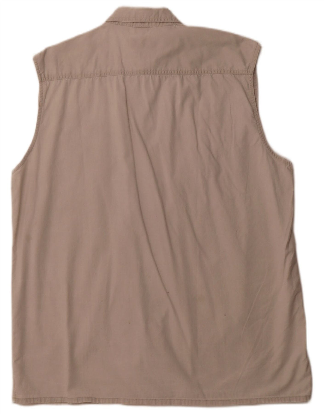 Ανδρικό Αμάνικο Πουκάμισο VINTAGE Μεγάλο Μπεζ Βαμβακερό