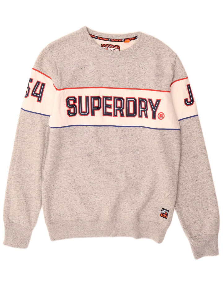 Ανδρικό γραφικό φούτερ SUPERDRY Jumper μεγάλο γκρι χρώμα βαμβακερό