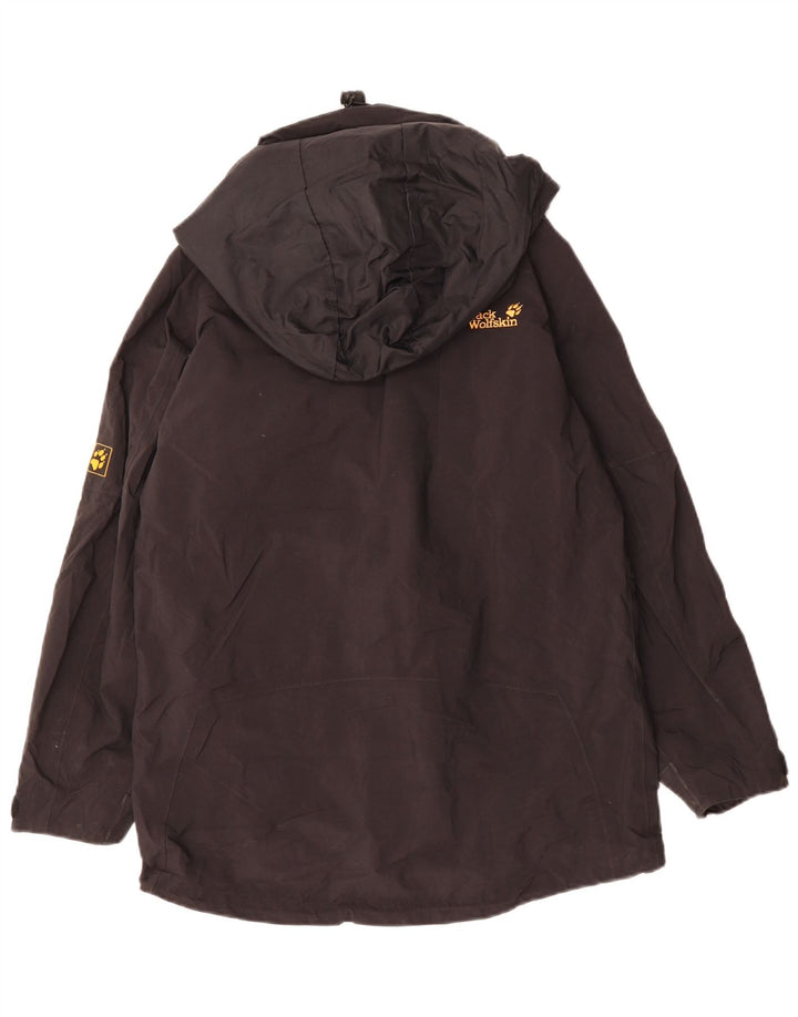 JACK WOLFSKIN Γυναικείο μπουφάν βροχής με κουκούλα μεγάλου μεγέθους UK 8 μικρό μαύρο