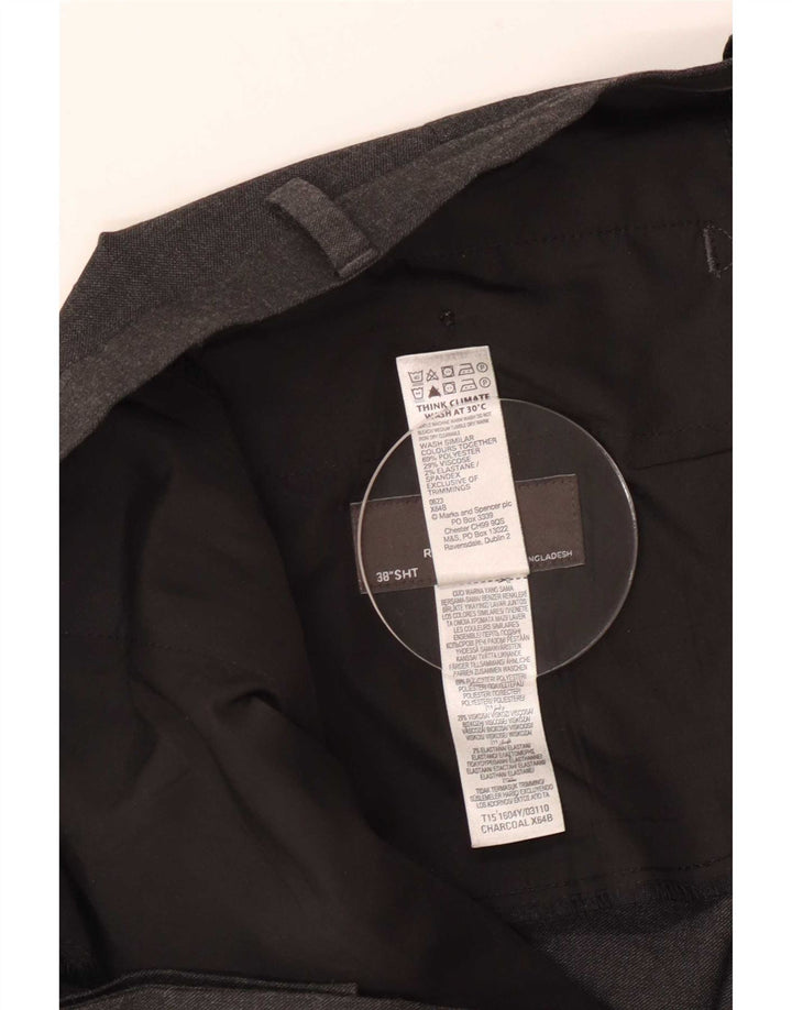 Marks & Spencer Ανδρικό παντελόνι με κανονική εφαρμογή W38 L29 Γκρι πολυεστέρας