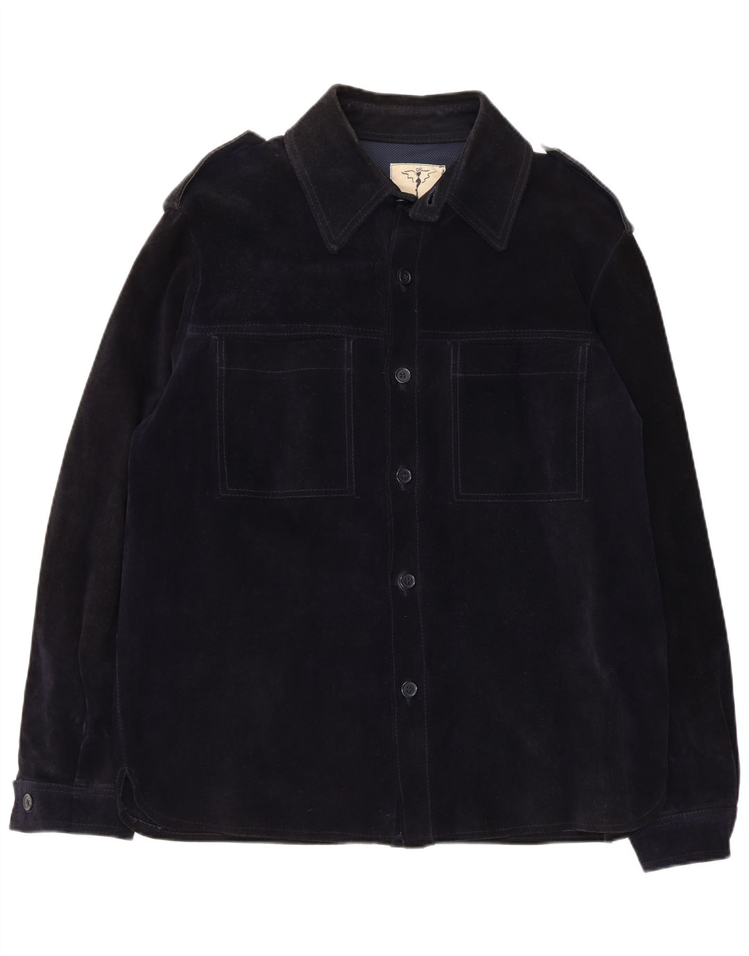 Vintage Ανδρικό Στρατιωτικό Σουέντ Μπουφάν IT 52 XL Navy Blue δέρμα