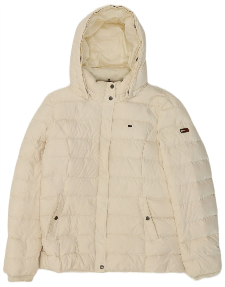 Tommy Hilfiger Γυναικείο μπουφάν με κουκούλα UK 18 XL Λευκός Πολυεστέρας