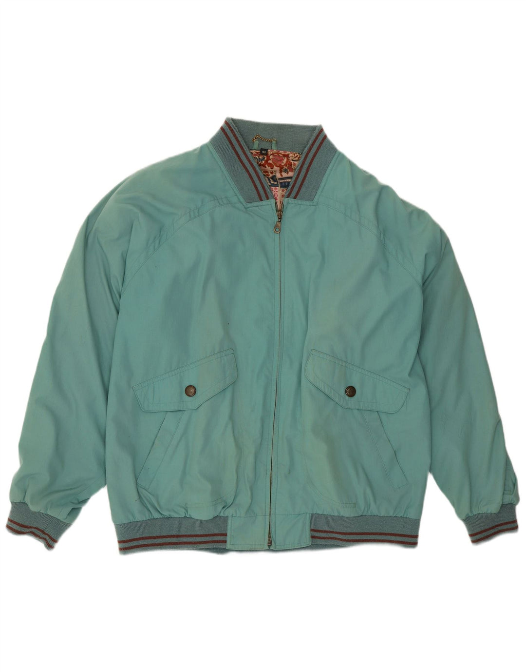 Vintage Ανδρικό Bomber Jacket IT 54 2XL Μπλε Ριγέ Πολυεστέρας