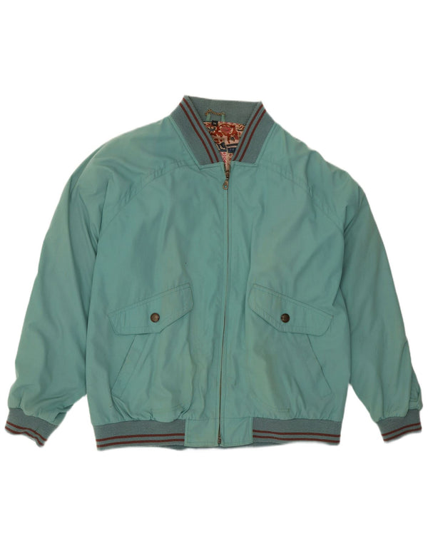 Vintage Ανδρικό Bomber Jacket IT 54 2XL Μπλε Ριγέ Πολυεστέρας