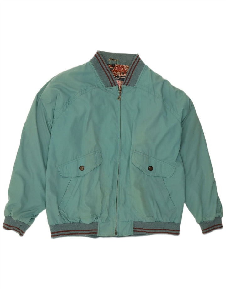 Vintage Ανδρικό Bomber Jacket IT 54 2XL Μπλε Ριγέ Πολυεστέρας