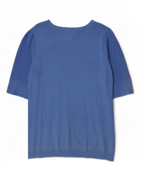 Marks & Spencer Womens Boat Neck Jumper Sweater UK 16 Large Blue