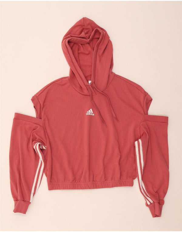 Adidas γυναικεία υπερμεγέθη Crop Off Shoulder Hoodie Jumper UK 4/6 XS Pink