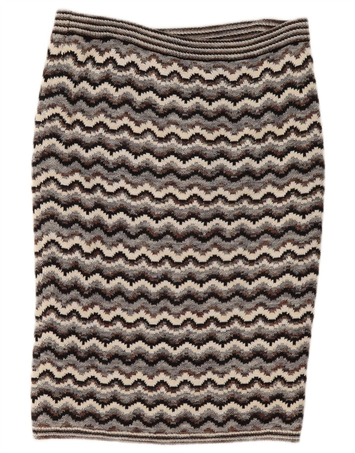 Vintage Γυναικεία Πλεκτή Pencil Φούστα W32 Large Grey Chevron