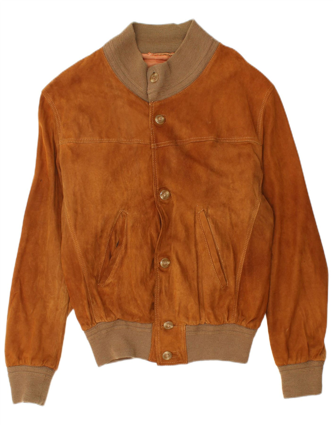 Vintage Ανδρικό Suede Bomber Jacket IT 50 Large Brown
