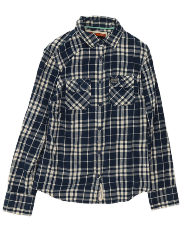 Superdry Γυναικείο Φανελένιο Πουκάμισο UK 14 Μεγάλο Βαμβακερό καρό μπλε ναυτικό