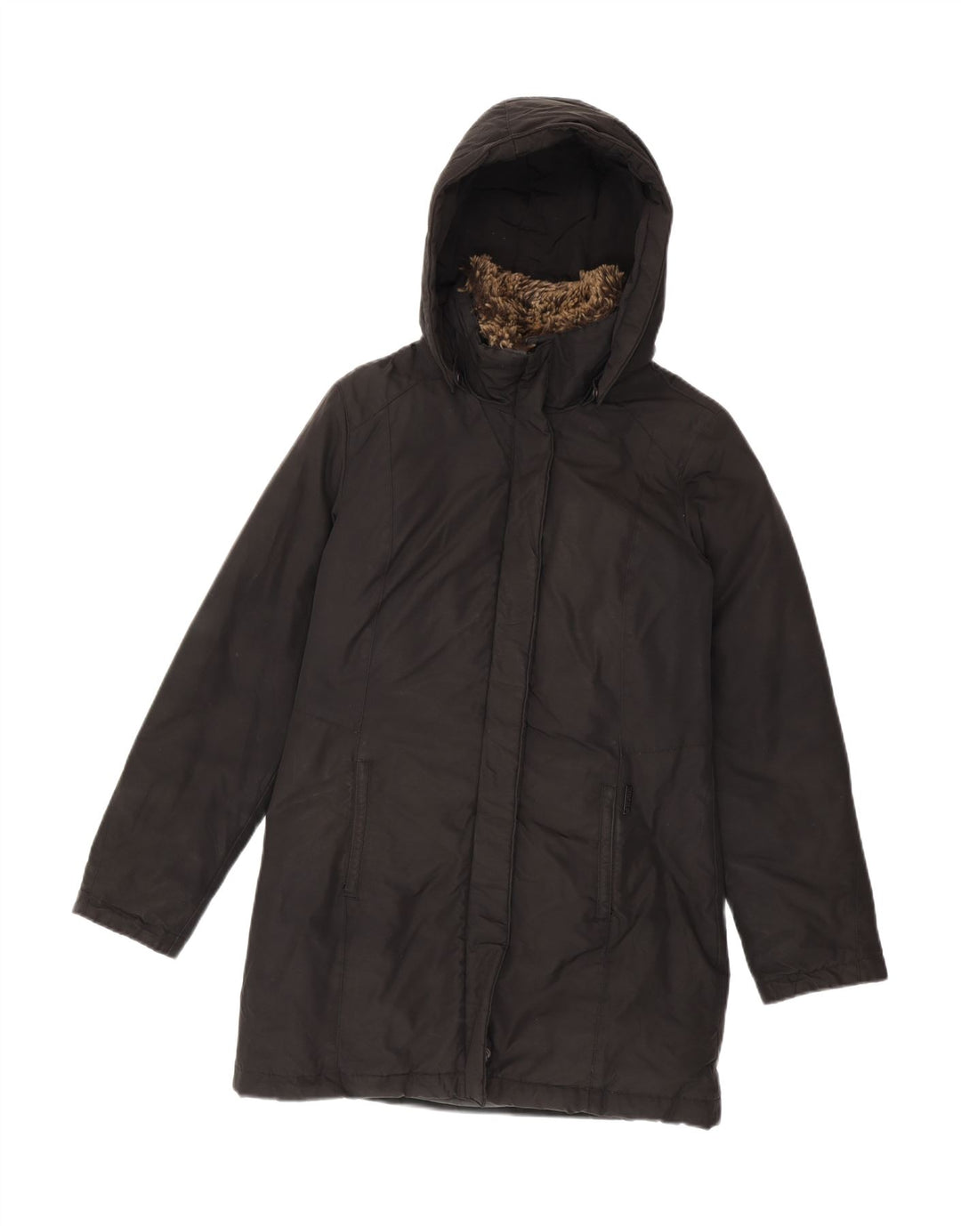 Woolrich Γυναικείο παλτό με κουκούλα UK 10 Small Black Polyester