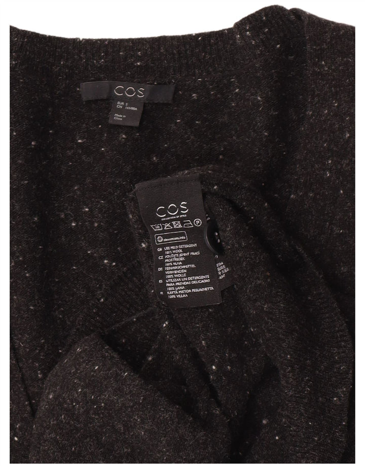Cos Γυναικείο πουλόβερ με ζακέτα UK 10 Small Black Flecked Wool