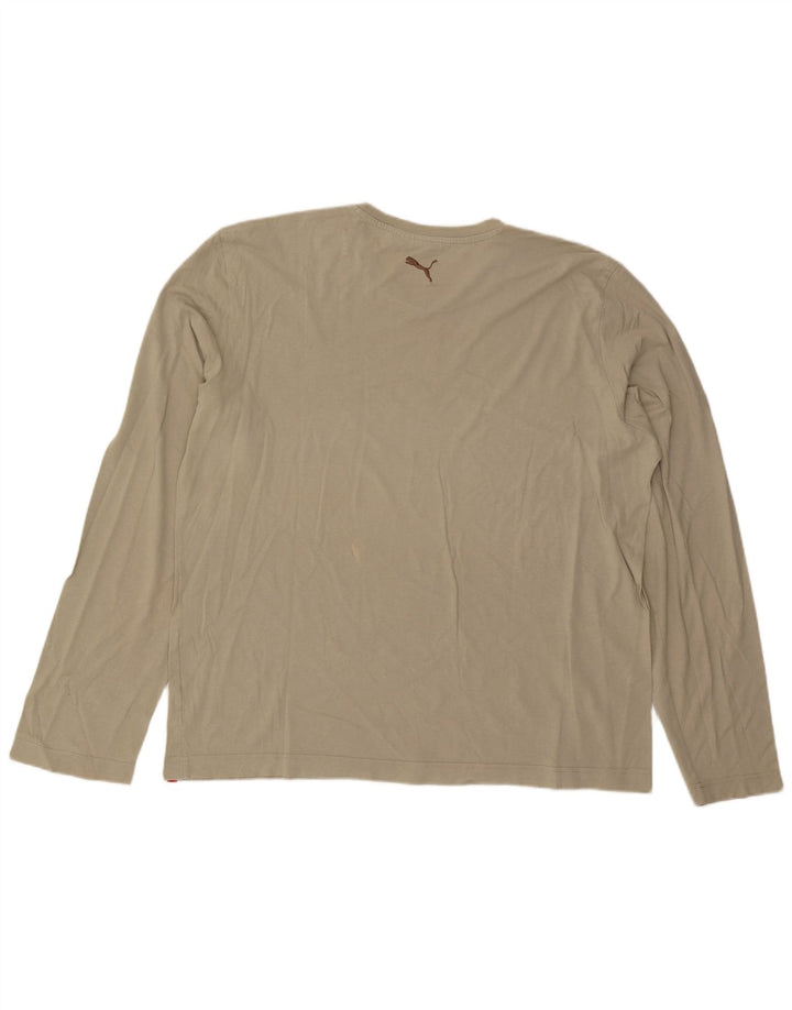 Puma Ανδρικό γραφικό τοπ μακρυμάνικο 2XL μπεζ βαμβακερό