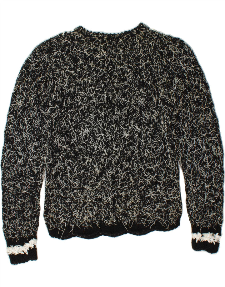 VINTAGE Womens Boat Neck Jumper Sweater UK 12 Medium Black Vintage Vintage and Second-Hand Vintage from Messina Hembry 