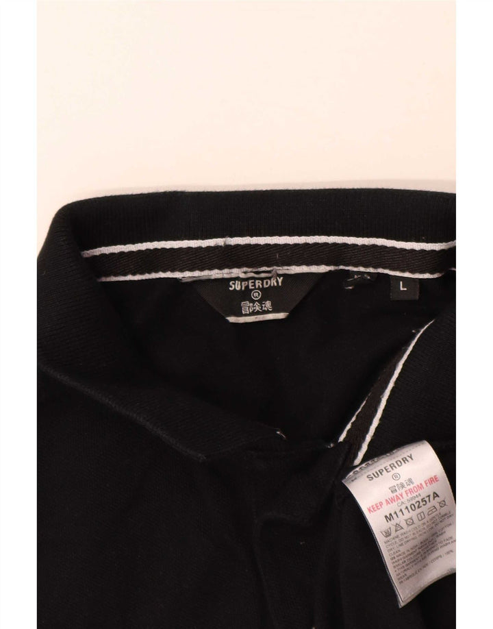 Ανδρικό γραφικό μπλουζάκι πόλο Superdry, μεγάλο μαύρο βαμβακερό