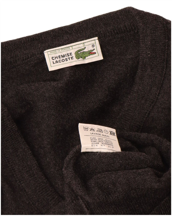 Ανδρικό πουλόβερ Lacoste με V λαιμόκοψη, μέγεθος 6 XL Γκρι νέο μαλλί