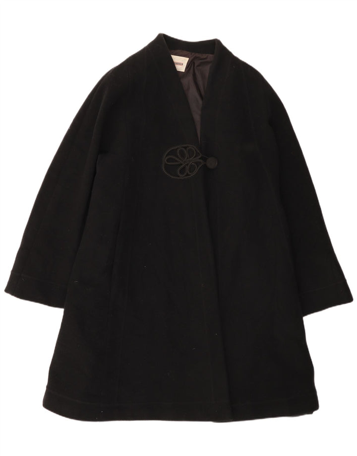 Vintage Γυναικείο Oversized Πανωφόρι UK 12 Medium Black Wool