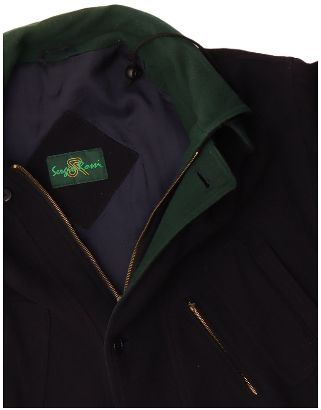 Ανδρικό παλτό VINTAGE UK 42 XL Navy Blue Wool