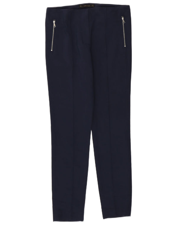 Zara Γυναικείο Skinny Παντελόνι Small W26 L28 Navy Blue Cotton