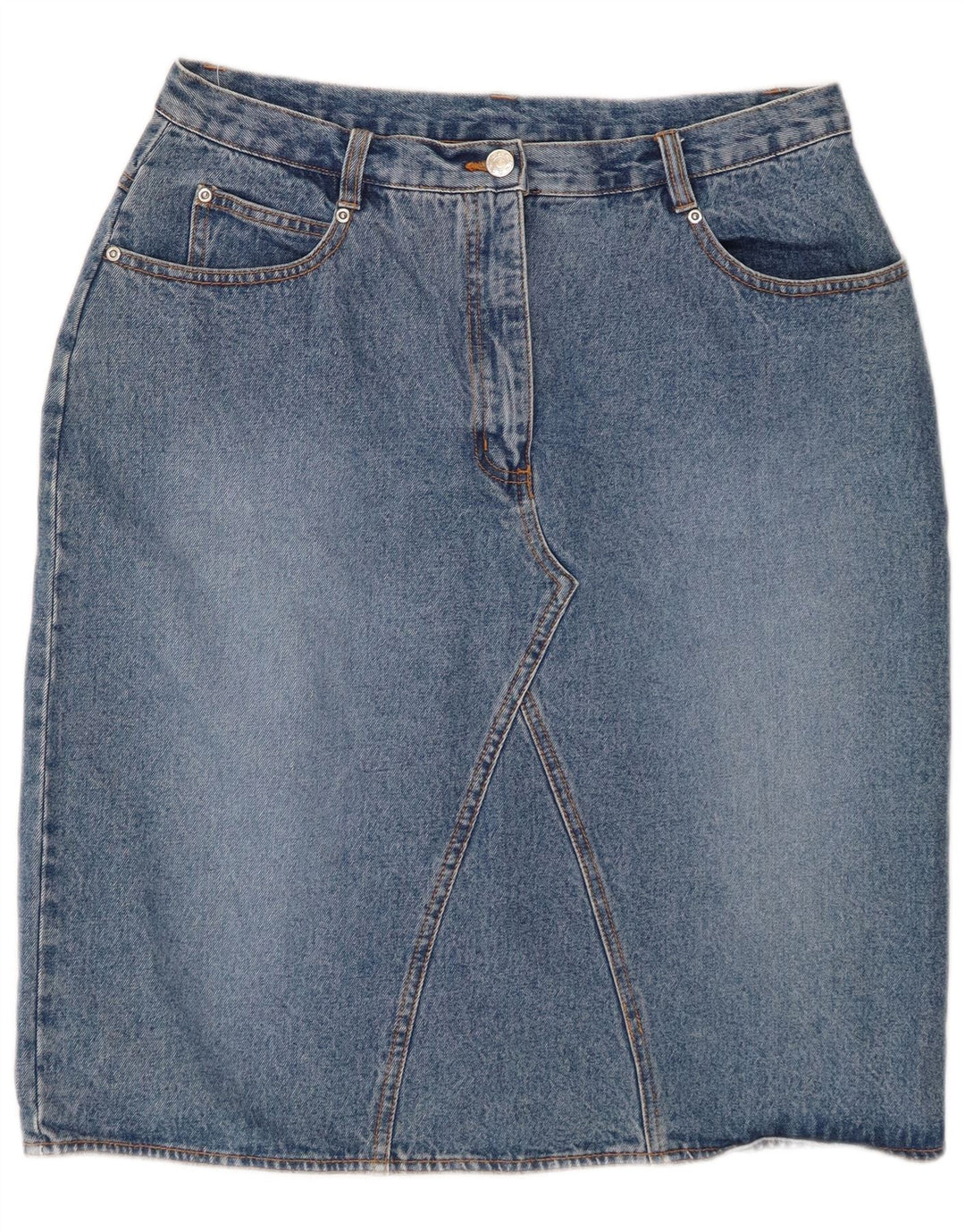 VINTAGE Γυναικεία Ψηλόμεση Τζιν Φούστα UK 18 XL W32 Μπλε