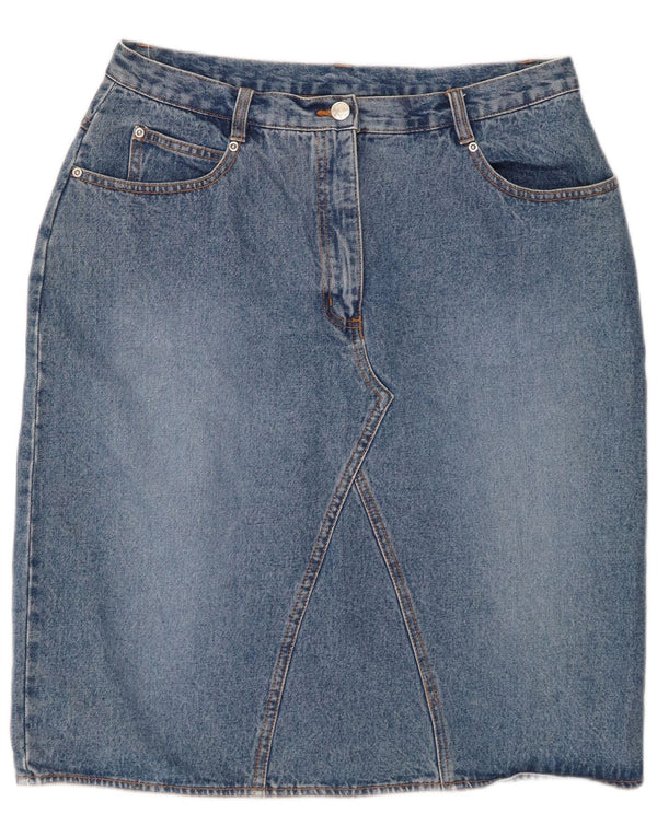 VINTAGE Γυναικεία Ψηλόμεση Τζιν Φούστα UK 18 XL W32 Μπλε