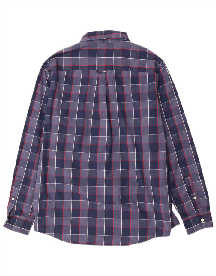 Chaps Ανδρικό πουκάμισο Easy Care Large Navy Blue Check Cotton
