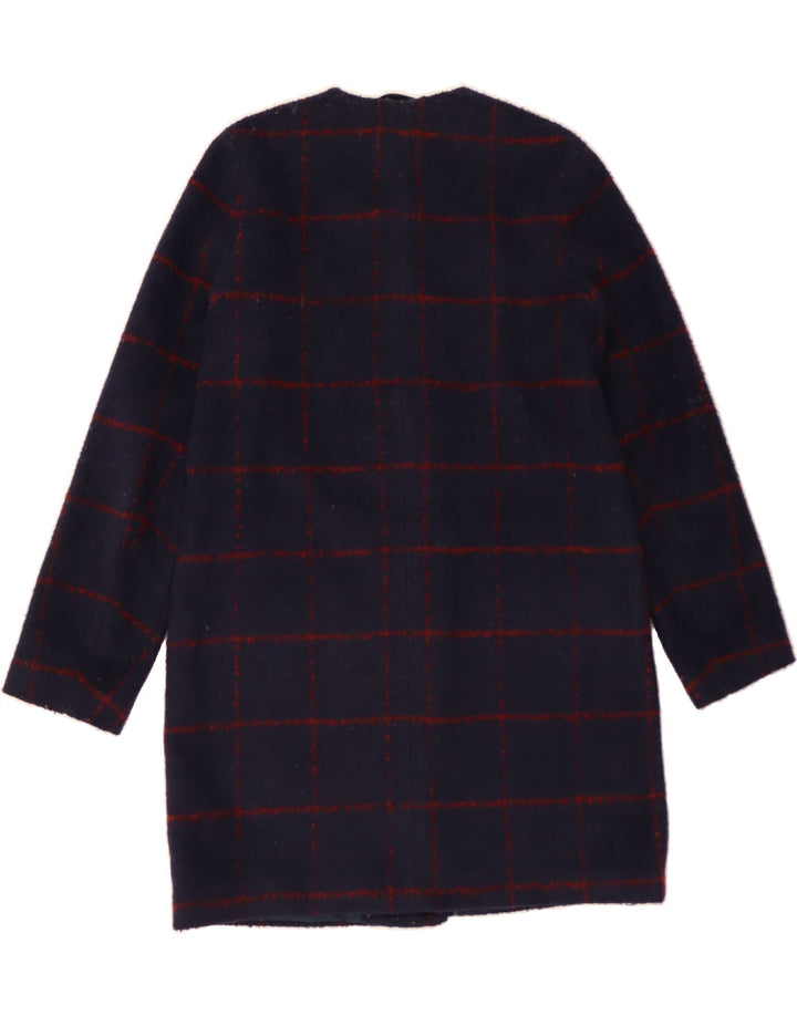 ABERCROMBIE & FITCH Womens Overcoat UK 14 Medium Navy Blue Check Polyester Vintage Abercrombie & Fitch and Second-Hand Abercrombie & Fitch from Messina Hembry 
