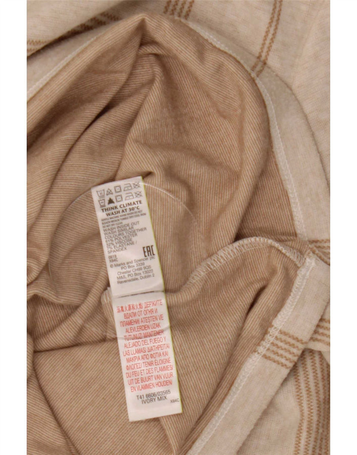 Marks & Spencer Γυναικείο μακρυμάνικο μπλουζάκι UK 12 Medium Off White Check