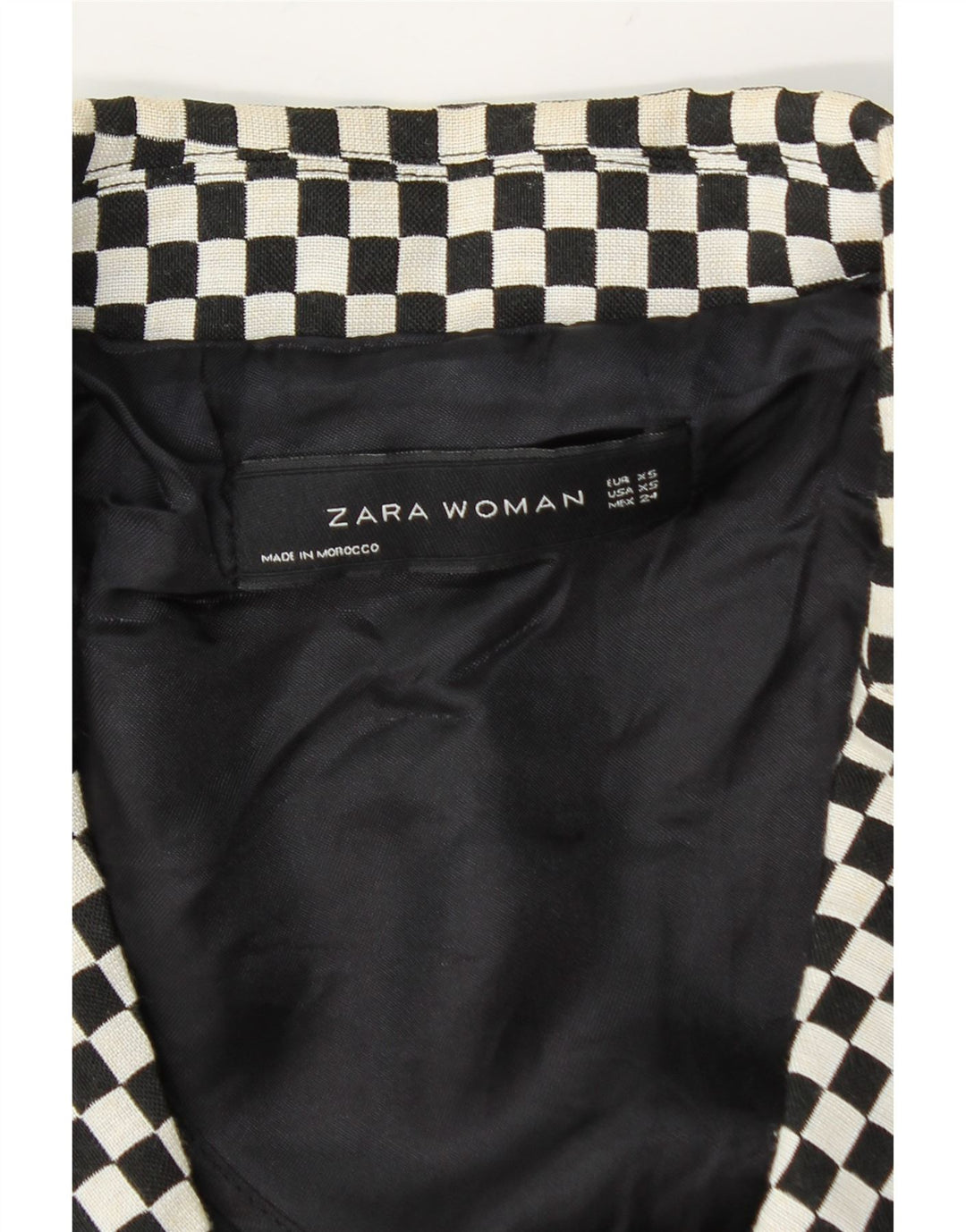 Zara Γυναικείο Μπουφάν Blazer με διπλό στήθος Crop UK 6 XS Μαύρο γεωμετρικό