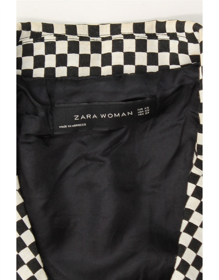 Zara Γυναικείο Μπουφάν Blazer με διπλό στήθος Crop UK 6 XS Μαύρο γεωμετρικό
