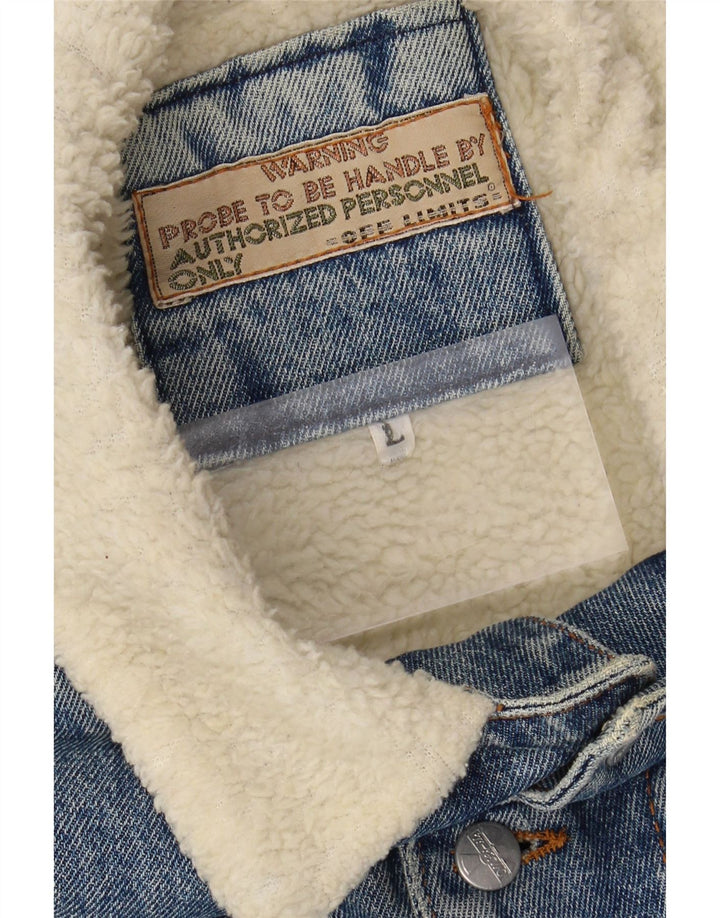 OFF LIMITS Mens Denim Sherpa Jacket UK 40 Large Blue Vintage Off Limits and Second-Hand Off Limits from Messina Hembry 