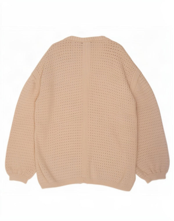Marks & Spencer Γυναικείο Longline ανοιχτό πουλόβερ ζακέτα UK 18 XL Μπεζ βαμβακερό