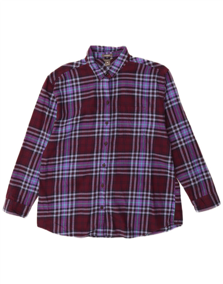 EDDIE BAUER Γυναικείο πουκάμισο Boyfriend Fit Flannel UK 14 Medium Burgundy Check