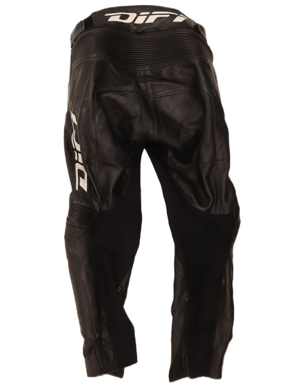Difi Ανδρικό δερμάτινο παντελόνι Moto Racer W30 L28 Black Biker