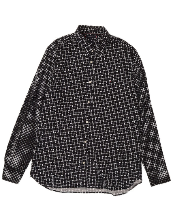 Ανδρικό πουκάμισο Tommy Hilfiger Slim Fit XL Βαμβακερό μαύρο με στίγματα