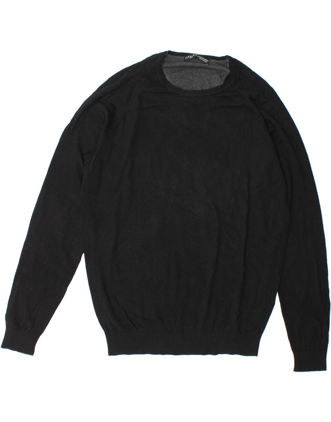 ZARA Mens Crew Neck Jumper Sweater XL Black Cotton Vintage Zara and Second-Hand Zara from Messina Hembry 