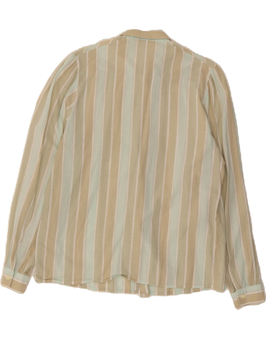 VINTAGE Womens Shirt IT 44 Medium Green Striped Cotton Vintage Vintage and Second-Hand Vintage from Messina Hembry 