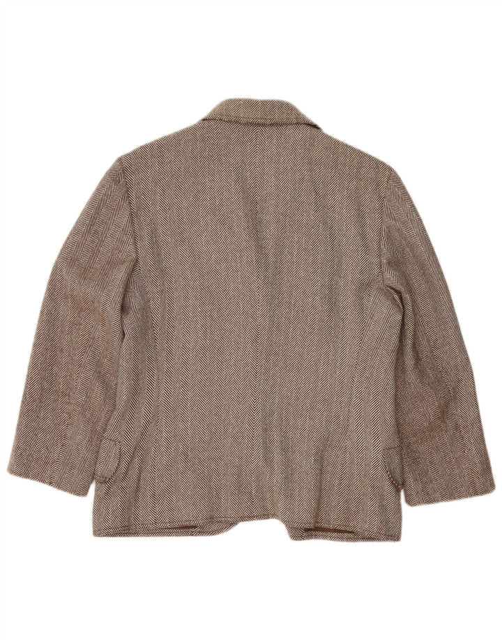 Genny γυναικείο μπουφάν blazer UK 16 μεγάλο καφέ μαλλί από ψαροκόκκαλο