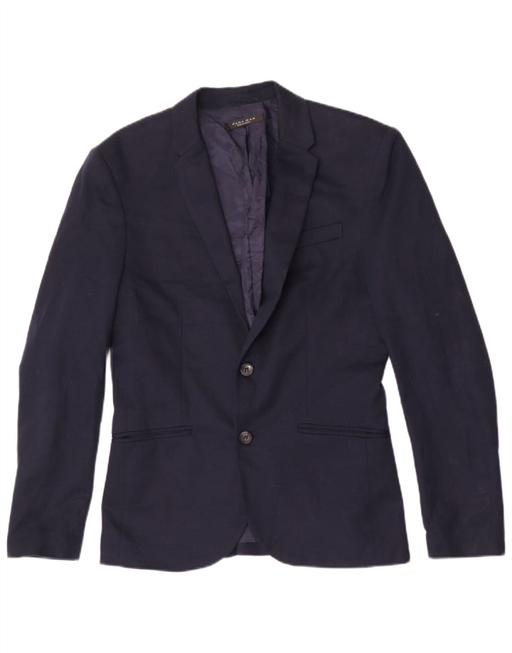 Zara Ανδρικό μπουφάν blazer 2 κουμπιών UK 38 Medium Navy Blue Polyester