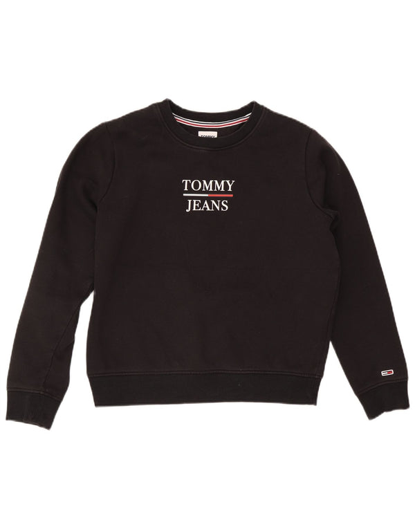 Tommy Hilfiger Γυναικείο γραφικό υπερμεγέθη φούτερ Jumper UK 10 Small Black