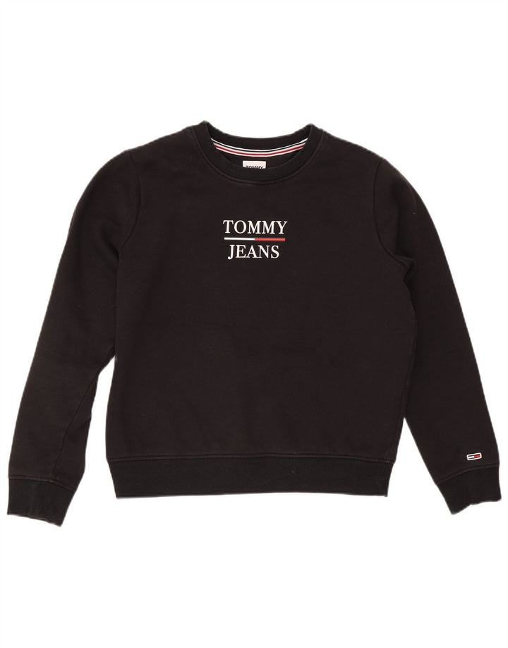 Tommy Hilfiger Γυναικείο γραφικό υπερμεγέθη φούτερ Jumper UK 10 Small Black