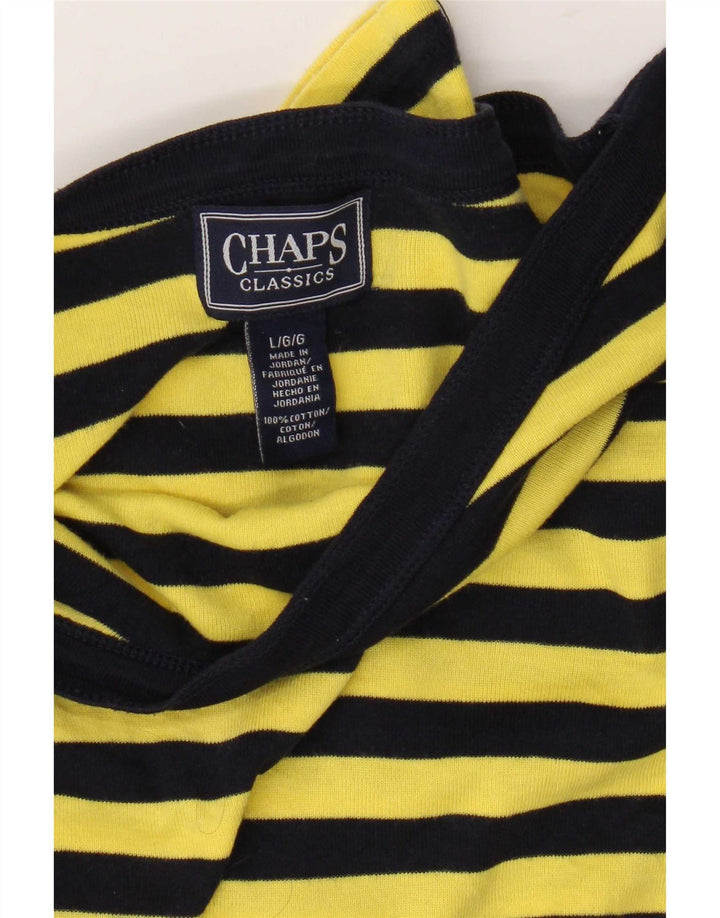 Chaps Womens Classic Top 3/4 μανίκια UK 16 Μεγάλο κίτρινο βαμβακερό ριγέ