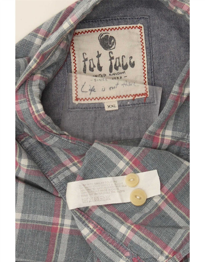 Fat Face Ανδρικό πουκάμισο Regular Fit 2XL Γκρι καρό βαμβακερό