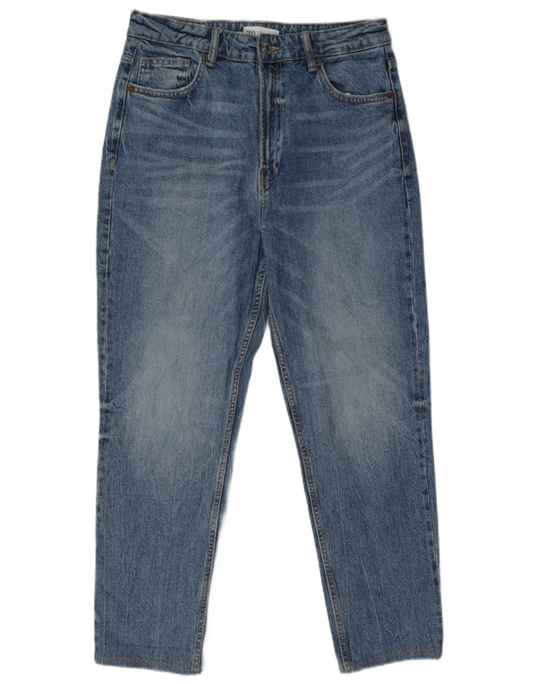 Zara Womens Crop High Rise Tapered Jeans EU 40 Medium W30 L26 Blue Cotton