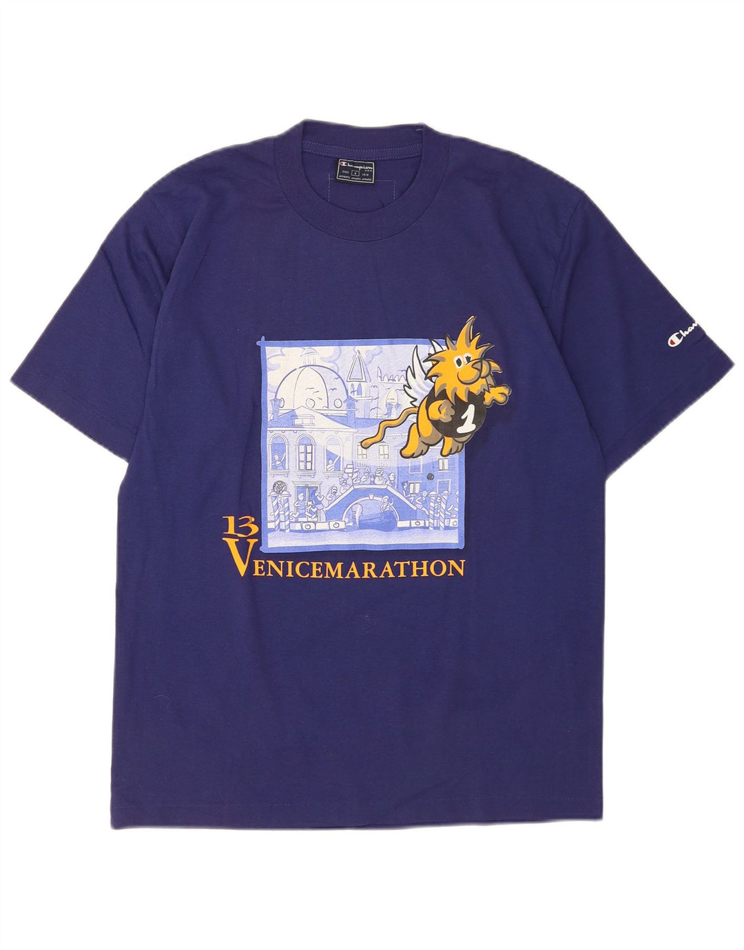 Champion Ανδρικό γραφικό T-Shirt Top Μικρό Μπλε Βαμβακερό