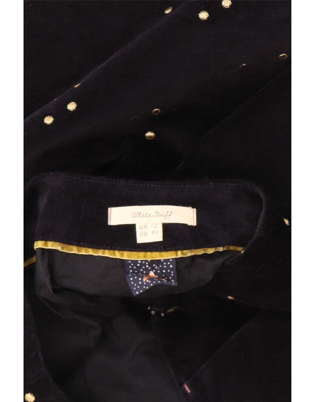 White Stuff Γυναικεία βελούδινη μίνι φούστα UK 12 Medium W34 Navy Blue με στίγματα