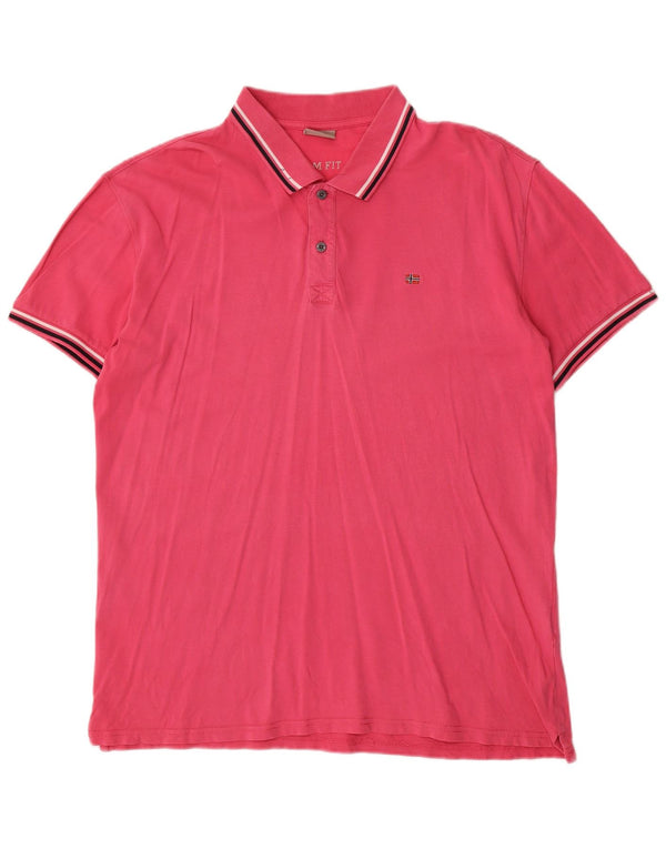 Napapijri Ανδρικό πουκάμισο Polo Slim Fit 2XL Ροζ βαμβακερό
