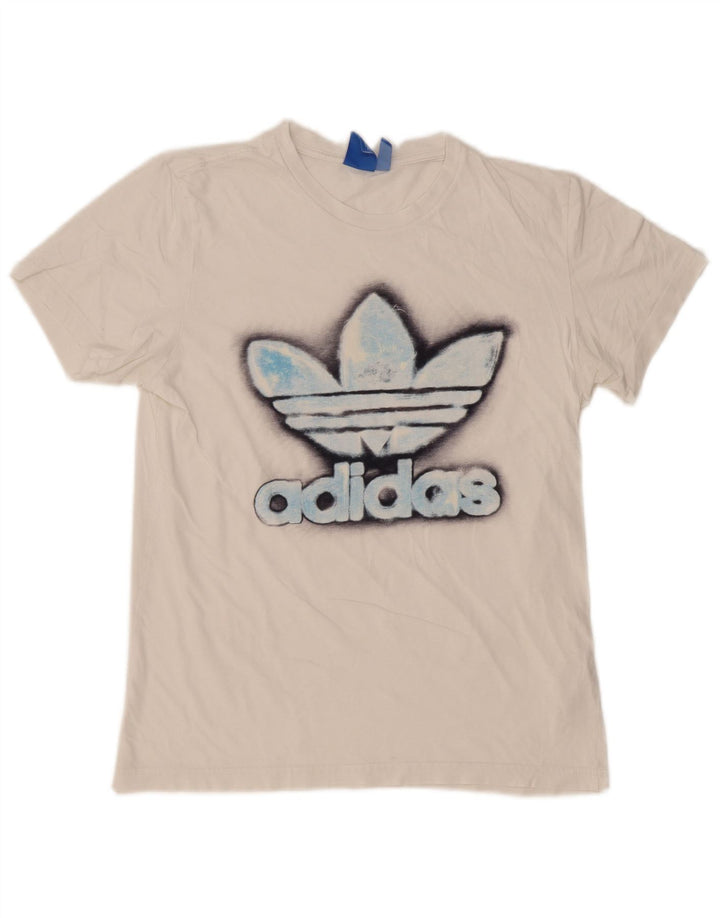 Ανδρικό γραφικό T-Shirt Adidas Top από μεσαίο λευκό βαμβακερό